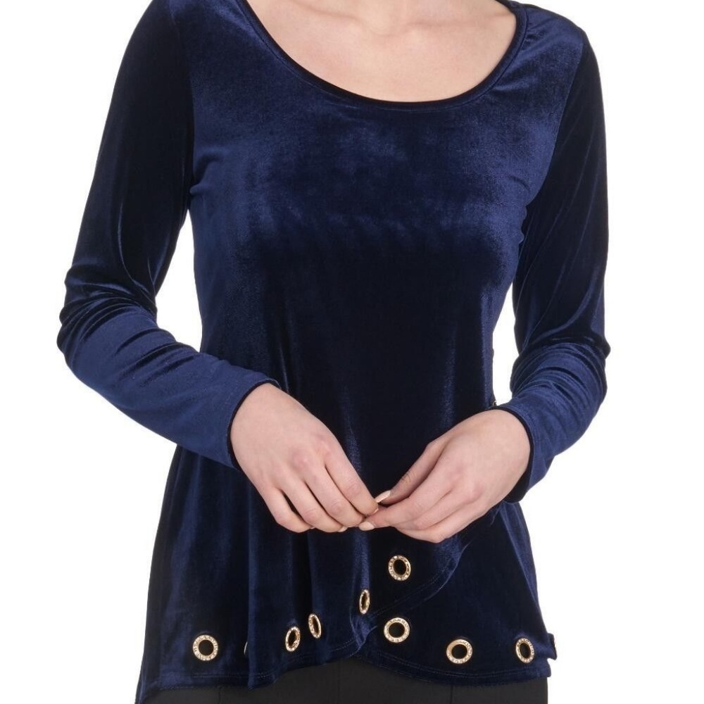 Velvet Cross Hem Top by FONTANA